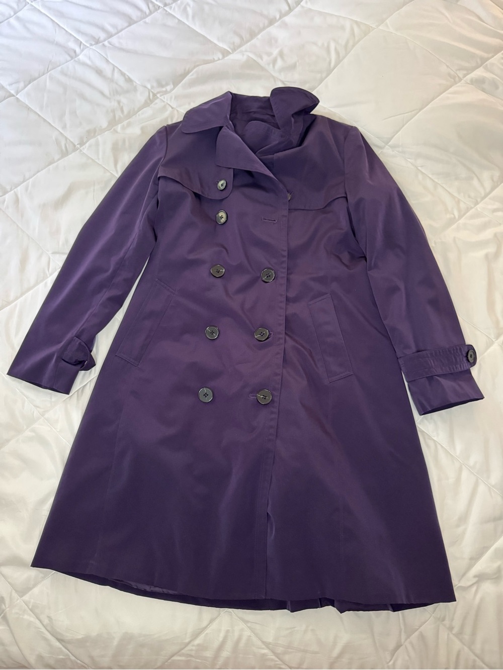 London Fog Women's Purple Double-Breasted Trench Coat